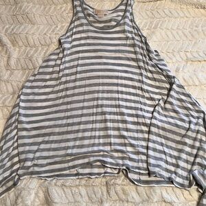 Michael Kors Gray and White Striped Tank Top